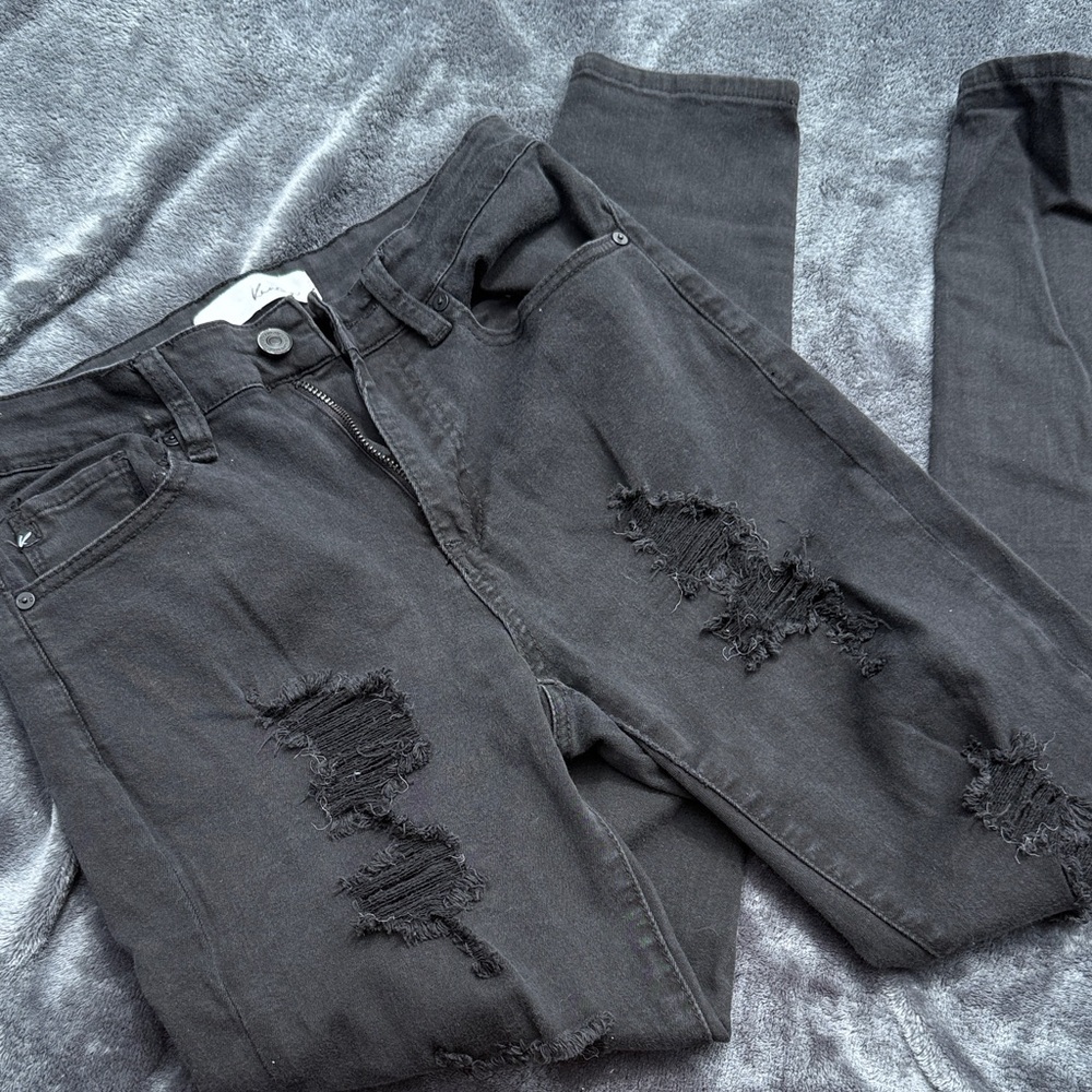 KanCan Charcoal Distressed Skinny Jeans